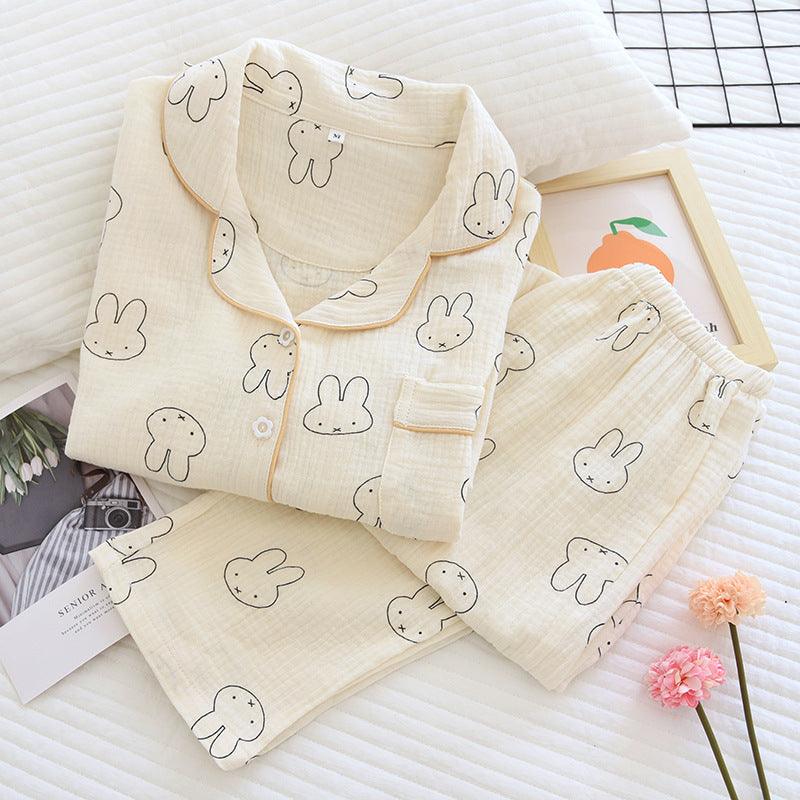 Cartoon Bunny Spring/Summer Cotton Loungewear Set, featuring a cute bunny design for fun, breathable comfort during warmer months