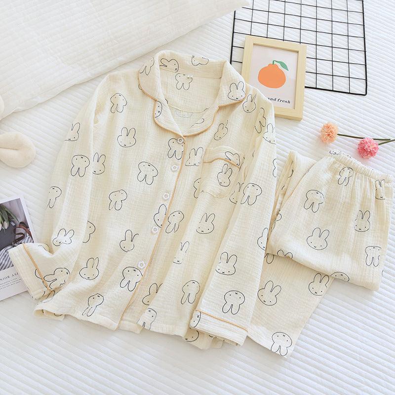 Cartoon Bunny Spring/Summer Cotton Loungewear Set, featuring a cute bunny design for fun, breathable comfort during warmer months