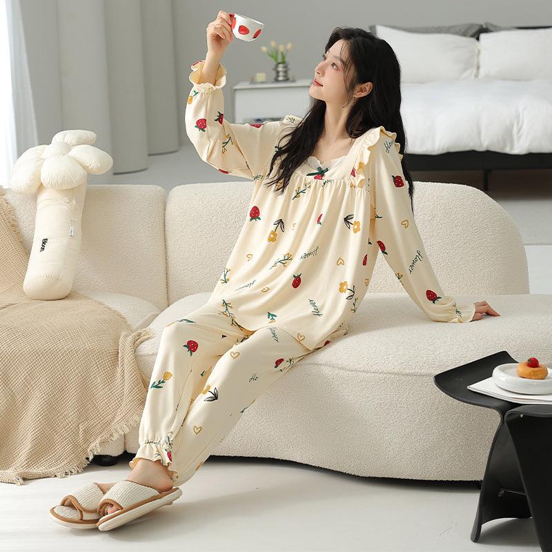 Cotton Fall Cute & Simple Style Loungewear Set, offering comfort and breathability for cozy loungewear and casual home wear