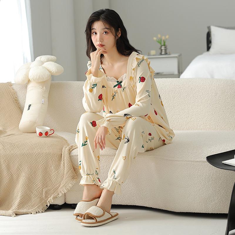 Cotton Fall Cute & Simple Style Loungewear Set, offering comfort and breathability for cozy loungewear and casual home wear