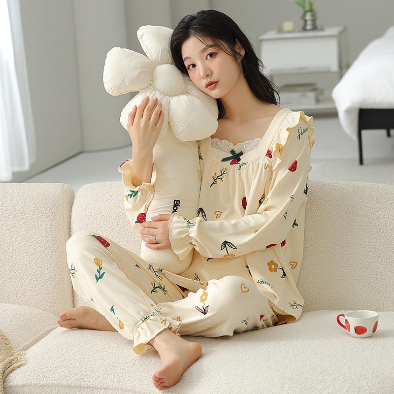 Cotton Fall Cute & Simple Style Loungewear Set, offering comfort and breathability for cozy loungewear and casual home wear