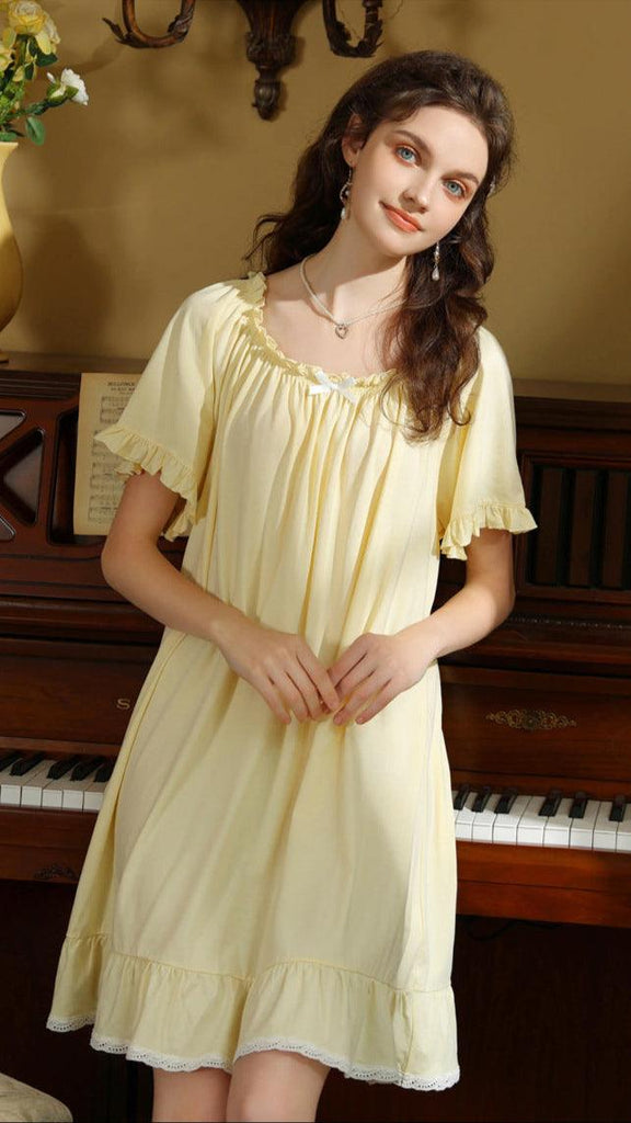 French Court-Inspired Minimalist Nightgown, lightweight and breathable for an elegant, timeless sleepwear experience