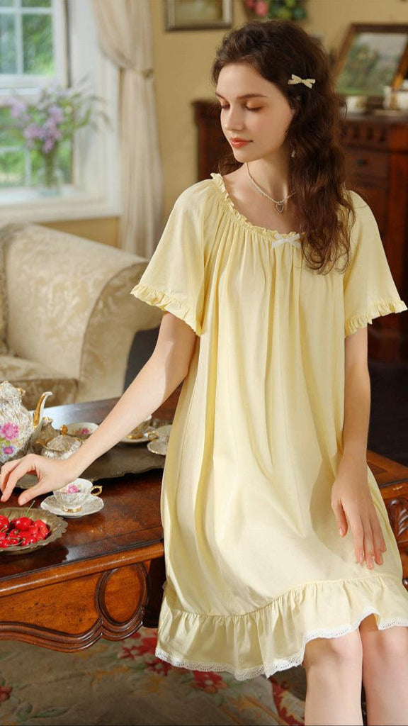 French Court-Inspired Minimalist Nightgown, lightweight and breathable for an elegant, timeless sleepwear experience