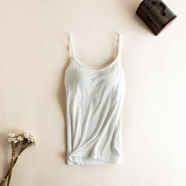 White Summer Padded Camisole, lightweight and breathable, perfect for warm weather