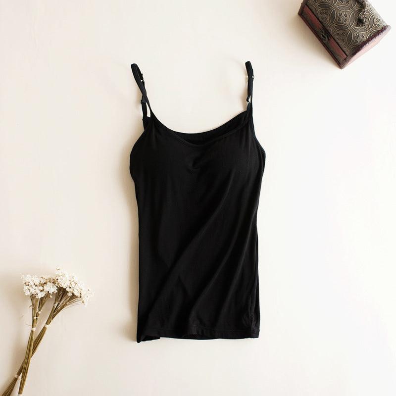 Black Summer Padded Camisole, lightweight and breathable, perfect for warm weather