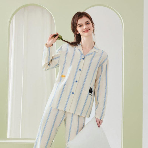 Cotton Cute Striped Loungewear Set, offering soft and breathable comfort for lounging or casual wear