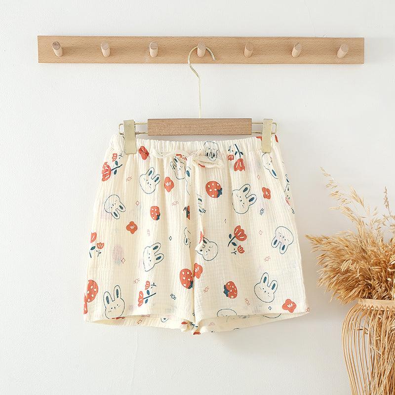 Women's Summer Cotton Printed Loungewear Shorts with playful designs, soft and breathable for warm-weather relaxation at home