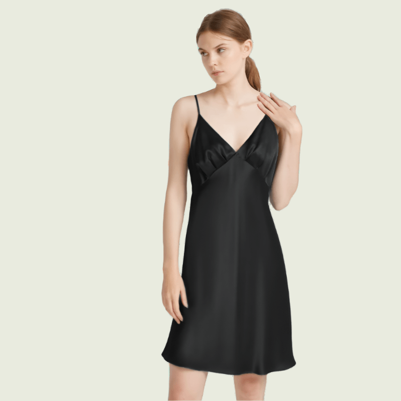 Women’s sexy slip dress made from 100% mulberry silk, ideal for romantic getaways, special nights out, or luxurious lingerie collections.