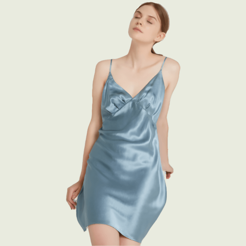 Women’s sexy slip dress made from 100% mulberry silk, ideal for romantic getaways, special nights out, or luxurious lingerie collections.